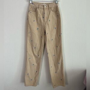 PacSun 90’s Boyfriend Corduroy Embroidered Mushroom Jeans